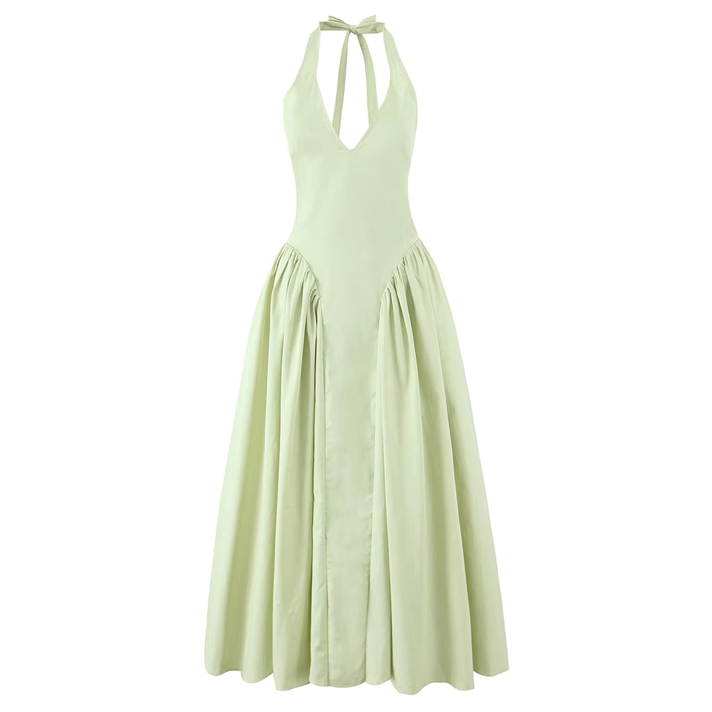 Women's Backless Halter Midi Dress