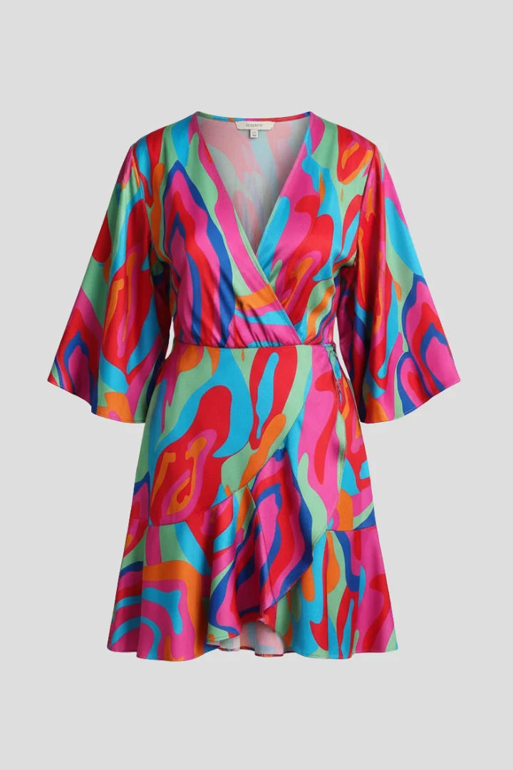 Women's Batwing Sleeve V-Neck Mini Dress