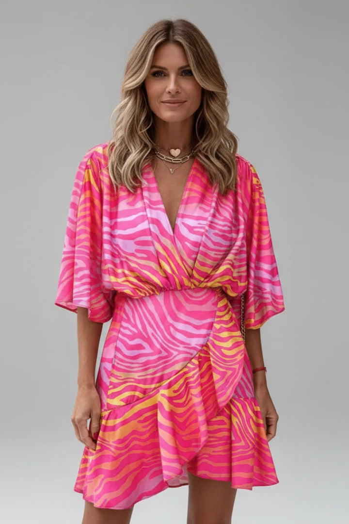 Women's Batwing Sleeve V-Neck Mini Dress