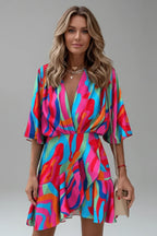 Women's Batwing Sleeve V-Neck Mini Dress
