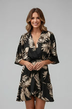 Women's Batwing Sleeve V-Neck Mini Dress