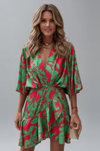 Women's Batwing Sleeve V-Neck Mini Dress