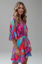 Women's Batwing Sleeve V-Neck Mini Dress