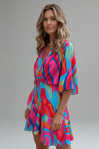 Women's Batwing Sleeve V-Neck Mini Dress