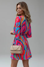 Women's Batwing Sleeve V-Neck Mini Dress