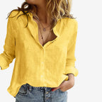 Women's Button-Front Roll-Tab Sleeve Blouse