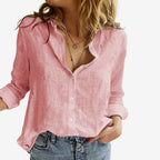 Women's Button-Front Roll-Tab Sleeve Blouse