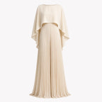 Women's Cape Overlay Pleated Maxi Dress