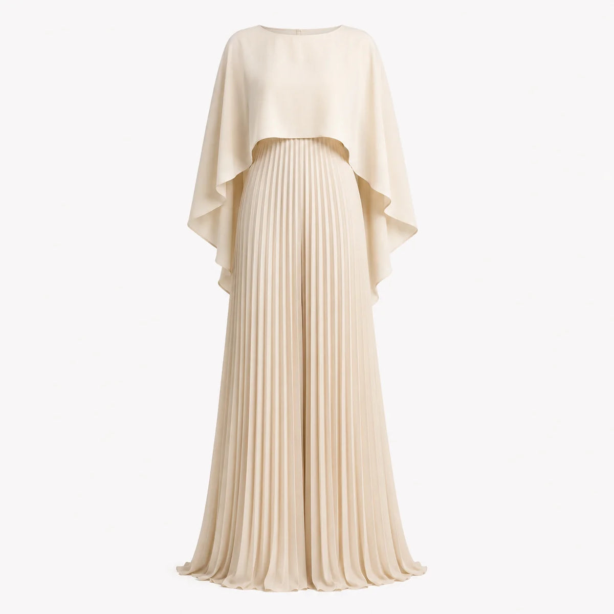 Women's Cape Overlay Pleated Maxi Dress
