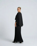 Women's Cape Overlay Pleated Maxi Dress