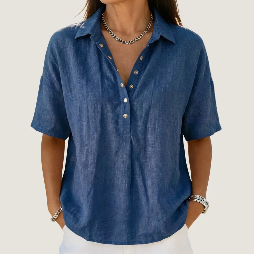 Women's Casual Collared Button-Up Shirt