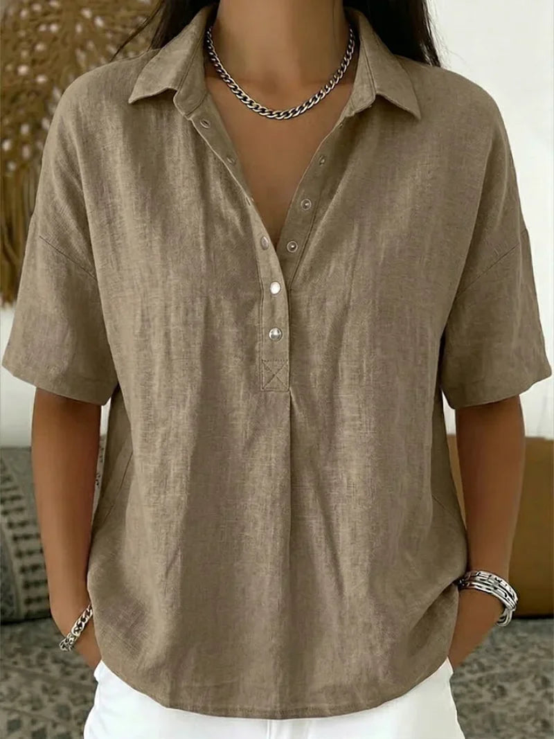 Women's Casual Collared Button-Up Shirt