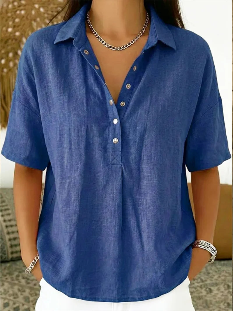 Women's Casual Collared Button-Up Shirt