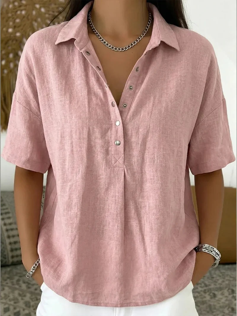 Women's Casual Collared Button-Up Shirt