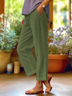 Women's Casual Cropped Trousers with Pockets