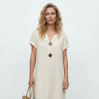 Women's Casual Linen Look Midi Dress