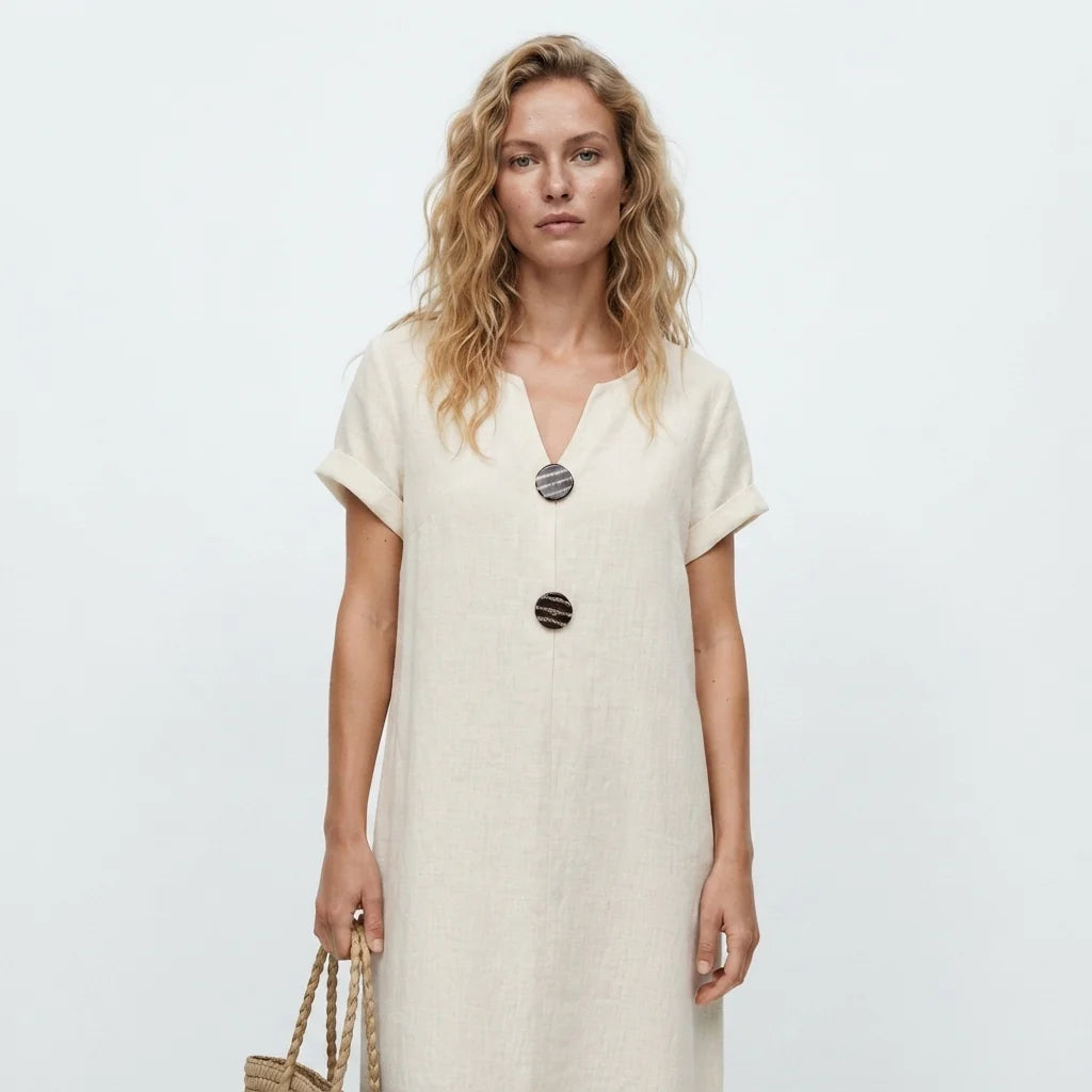 Women's Casual Linen Look Midi Dress