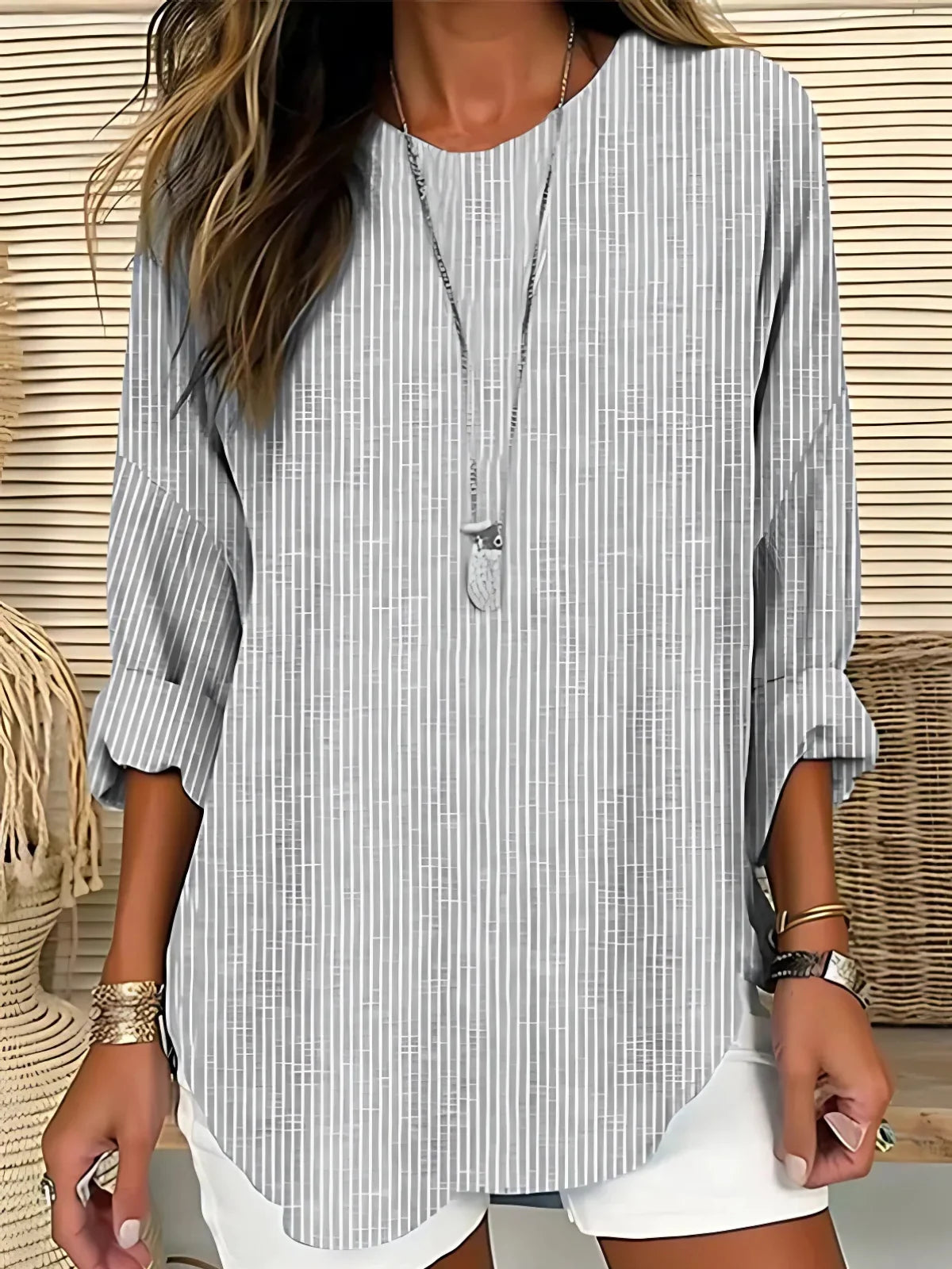 Women's Chic Striped Silhouette Blouse
