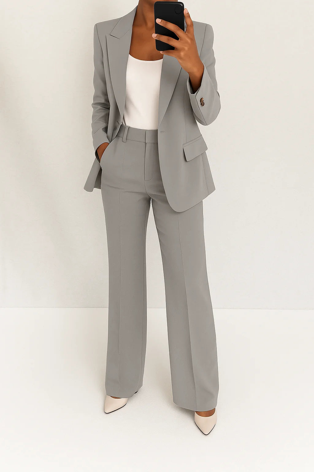 Women's Chic Two-Piece Blazer and Trouser Set