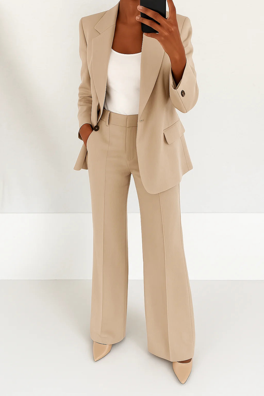 Women's Chic Two-Piece Blazer and Trouser Set