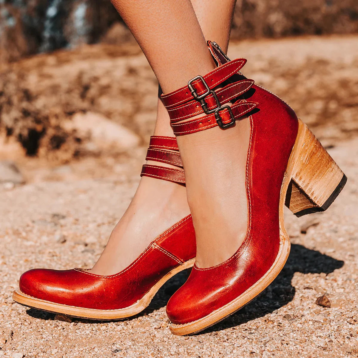 Women's Comfortable Classic Strap Heels