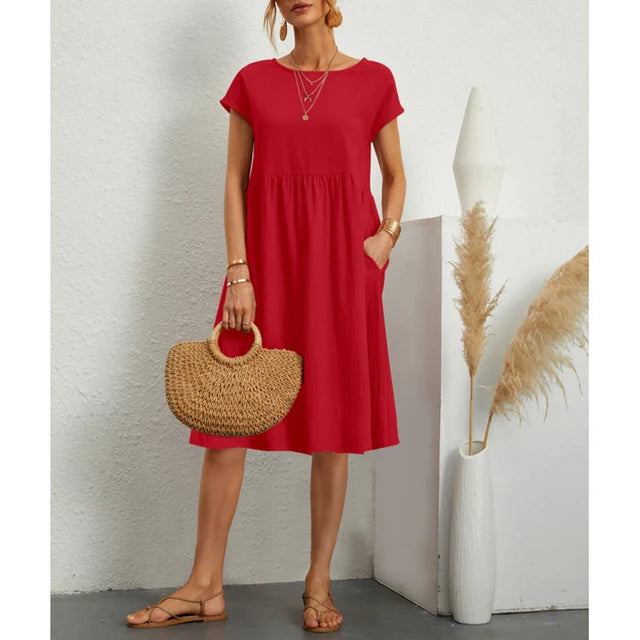 Women's Effortless Linen Midi Dress