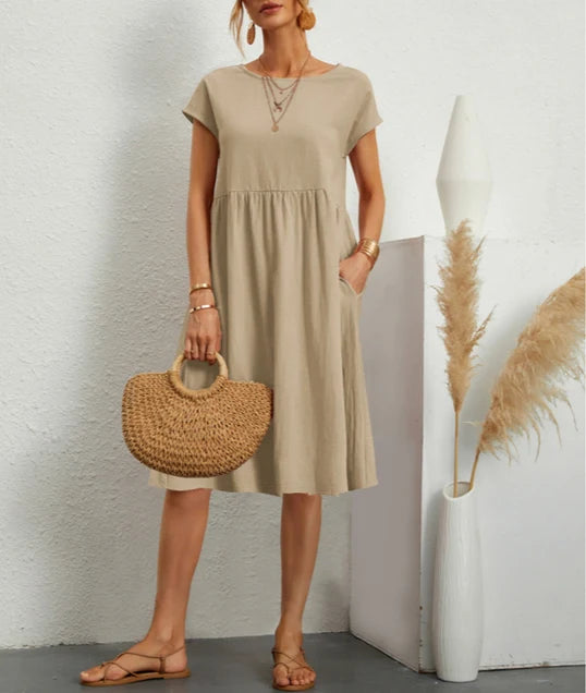 Women's Effortless Linen Midi Dress