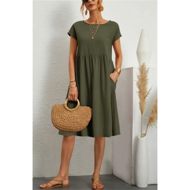 Women's Effortless Linen Midi Dress