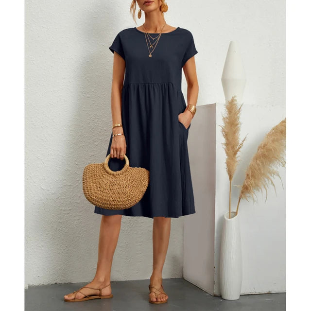 Women's Effortless Linen Midi Dress