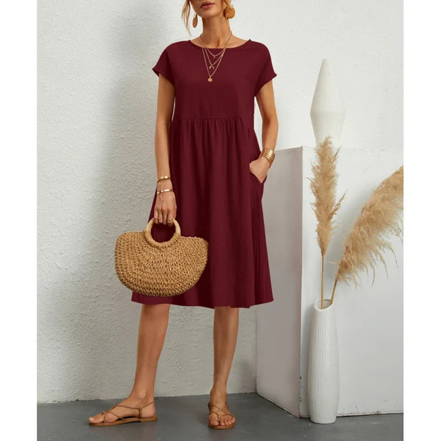 Women's Effortless Linen Midi Dress