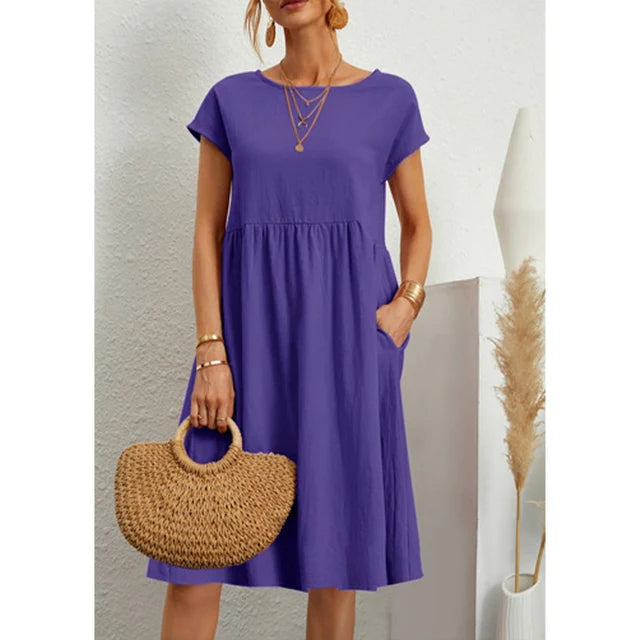 Women's Effortless Linen Midi Dress