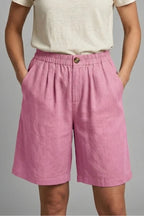 Women's Elastic Waist Relaxed-Fit Linen Shorts