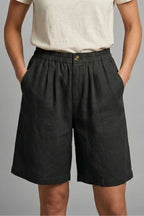 Women's Elastic Waist Relaxed-Fit Linen Shorts