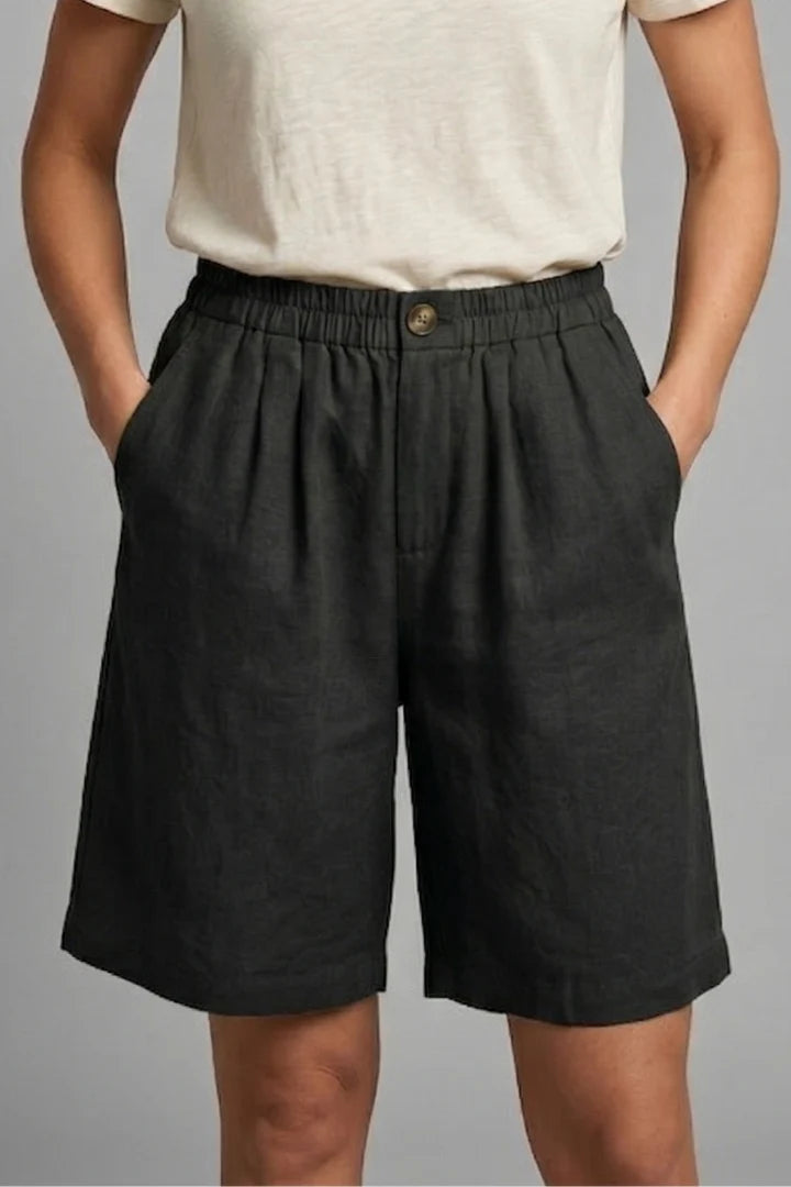 Women's Elastic Waist Relaxed-Fit Linen Shorts