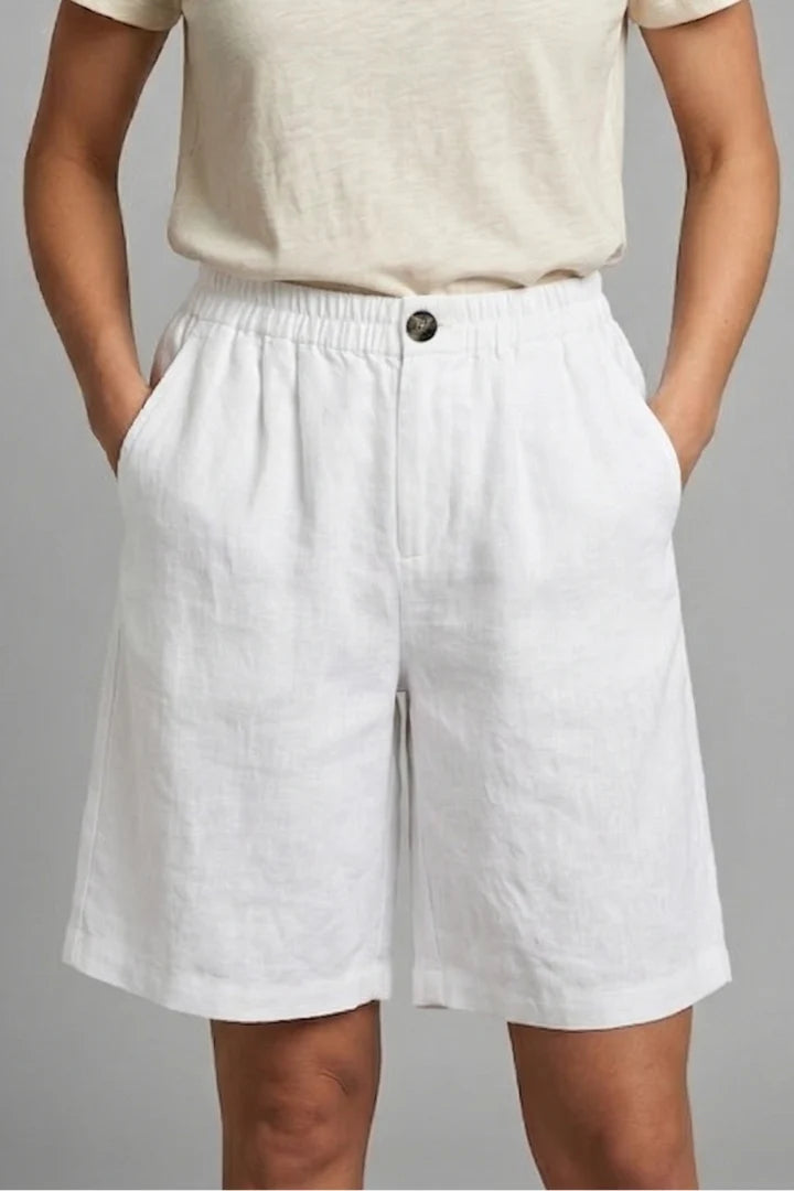 Women's Elastic Waist Relaxed-Fit Linen Shorts