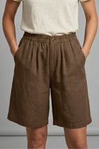 Women's Elastic Waist Relaxed-Fit Linen Shorts