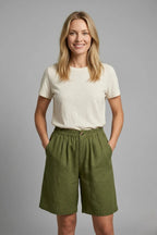 Women's Elastic Waist Relaxed-Fit Linen Shorts