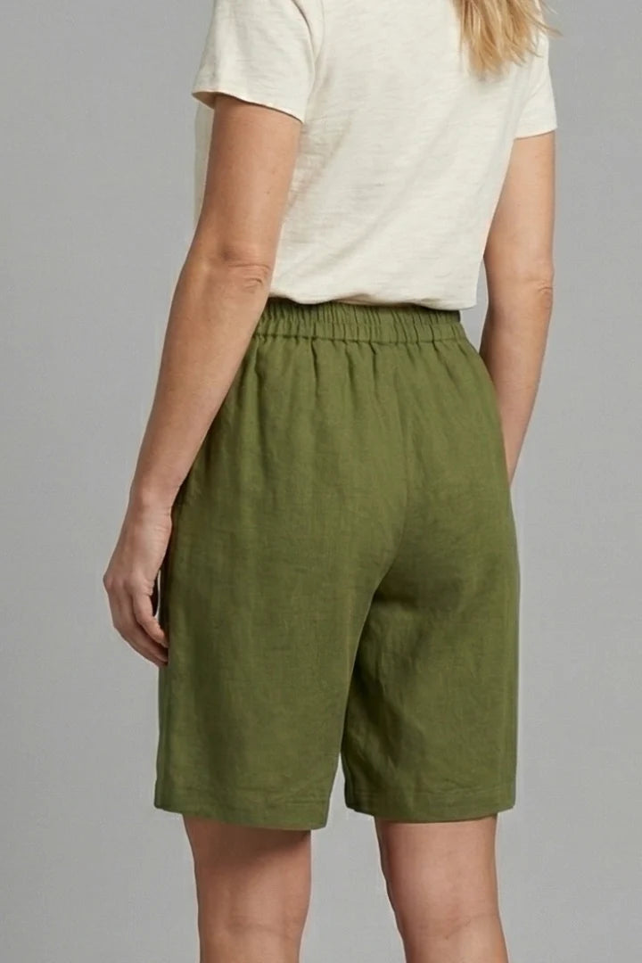 Women's Elastic Waist Relaxed-Fit Linen Shorts