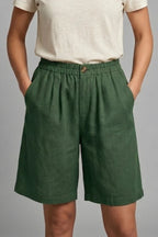 Women's Elastic Waist Relaxed-Fit Linen Shorts