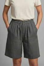 Women's Elastic Waist Relaxed-Fit Linen Shorts