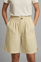 Women's Elastic Waist Relaxed-Fit Linen Shorts