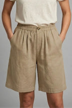Women's Elastic Waist Relaxed-Fit Linen Shorts