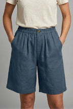 Women's Elastic Waist Relaxed-Fit Linen Shorts