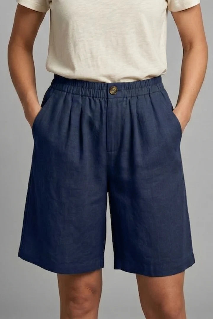Women's Elastic Waist Relaxed-Fit Linen Shorts
