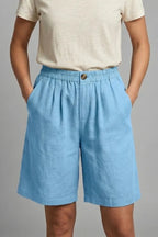 Women's Elastic Waist Relaxed-Fit Linen Shorts