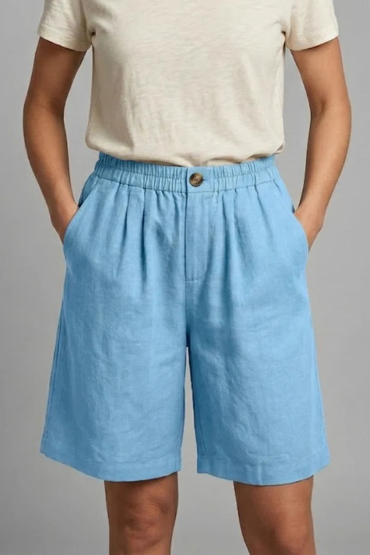 Women's Elastic Waist Relaxed-Fit Linen Shorts