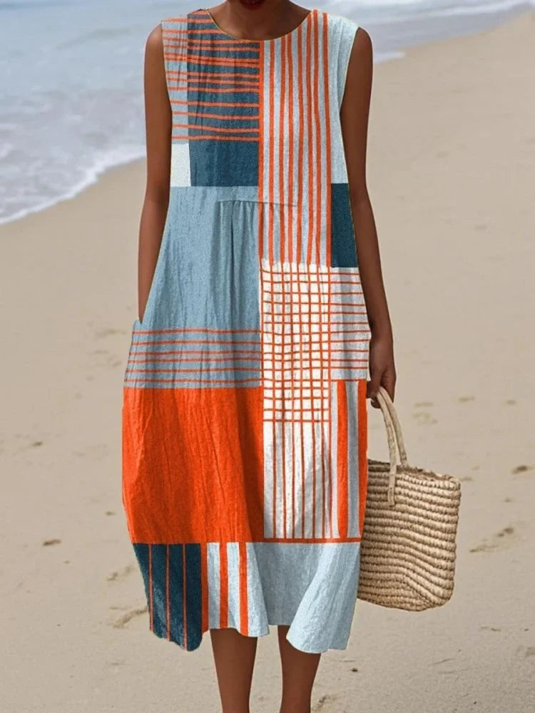 Women's Elegant Art Midi Dress