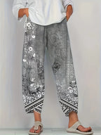 Women's Elegant Botanical Cropped Trousers