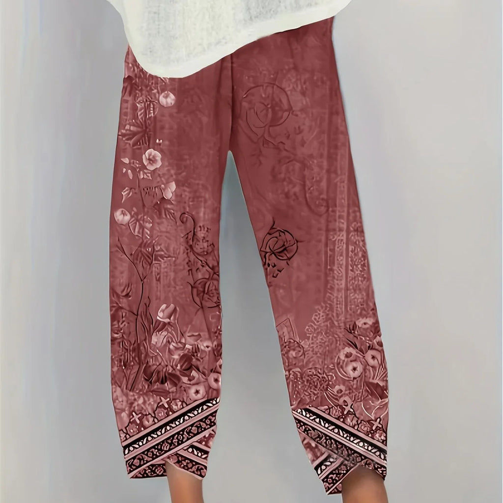 Women's Elegant Botanical Cropped Trousers