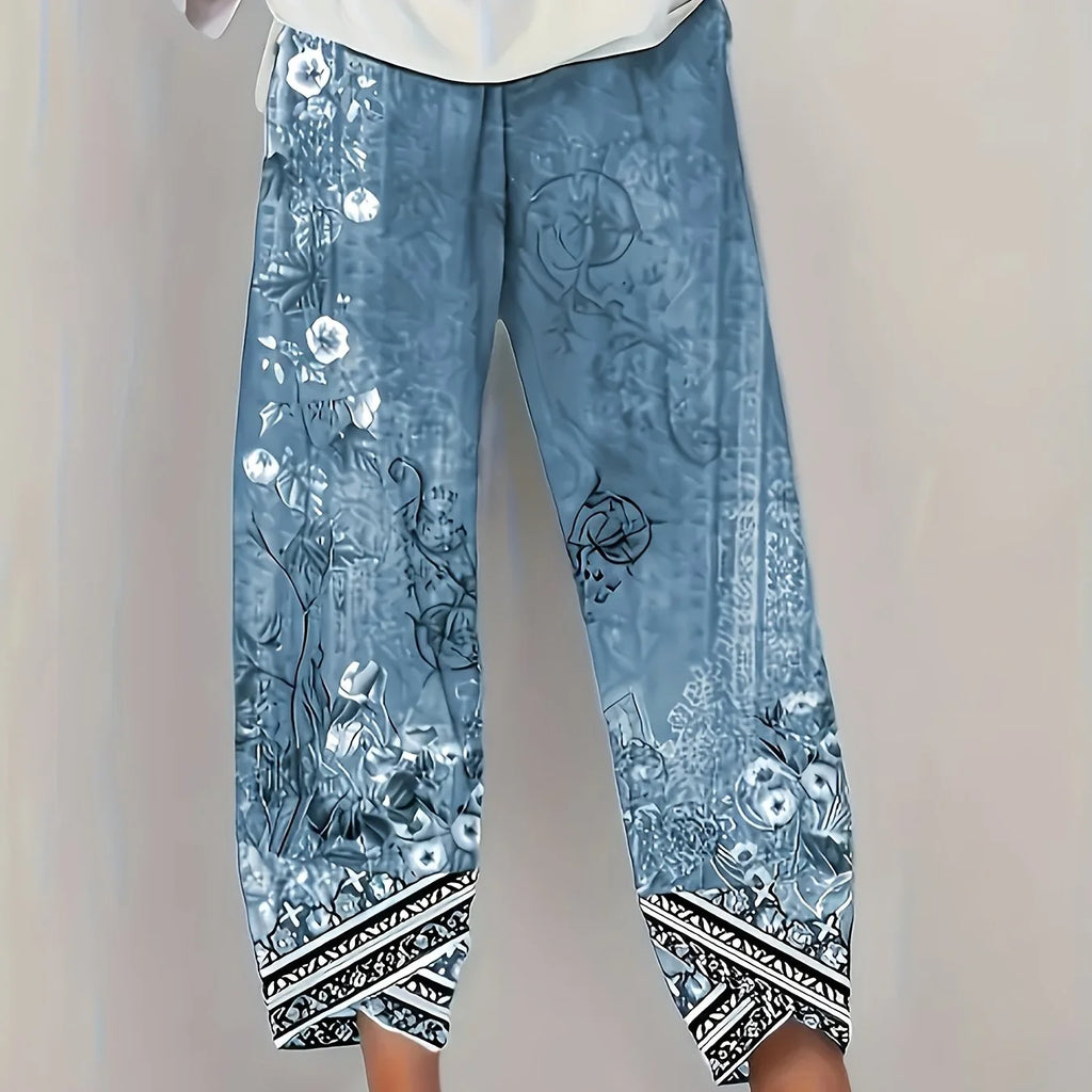 Women's Elegant Botanical Cropped Trousers